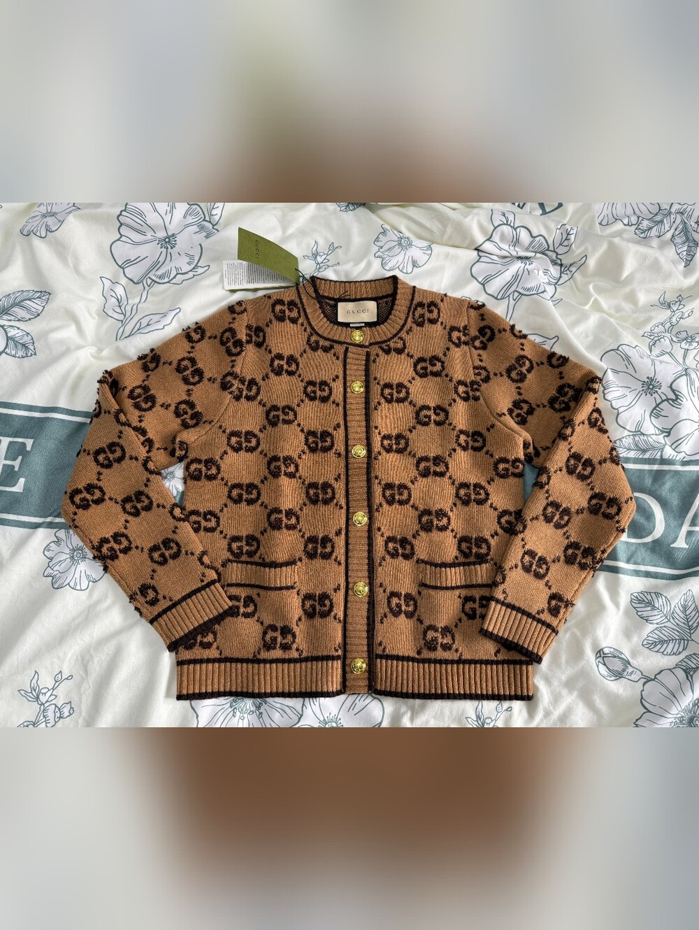Gucci Brown GG Logo Wool Cardigan Sweater